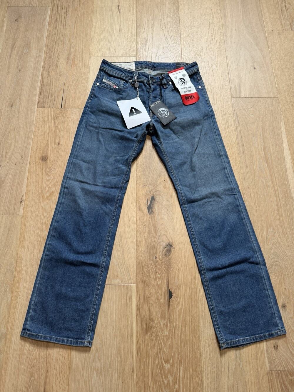 Diesel Larkee Straight Leg Jeans Mens 30x30 Dark Blue Denim Button Fly $195 NWT